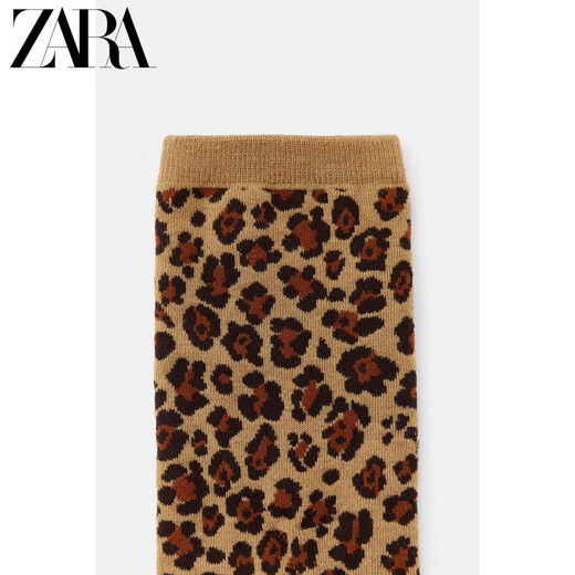 ZARA2025 Winter New Women's Animal Print Jacquard Socks 3739002 051 Official Authentic Leopard Print M (24-26 cm)