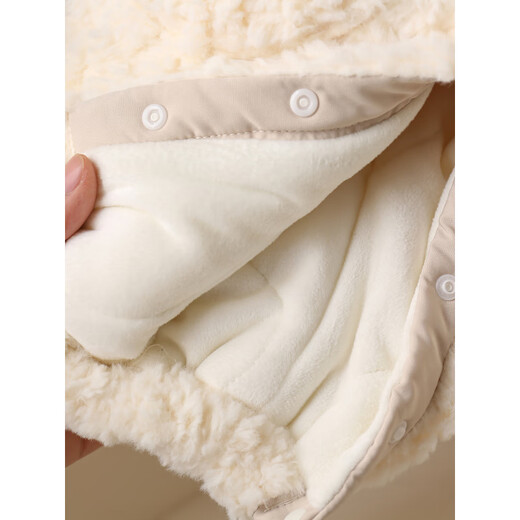 Musselson Girls Suit Autumn and Winter Clothes 2025 New Children's Overalls Winter Baby Clothes Baby Plus Velvet Two-piece Set Beige 80cm