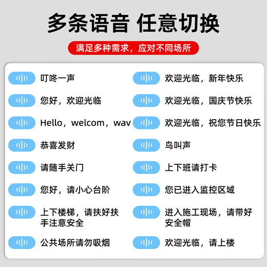Huili's welcome voice prompter reminds people to come in, doorbell induction welcome device, small speaker, in-store announcer, recording and charging model
