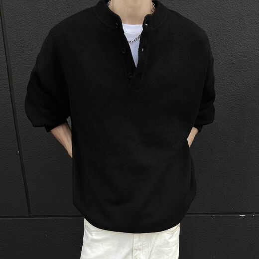 Pupan American style lazy style cleanfit Henry collar sweater men's autumn and winter bottoming thickened sweater jacket dark gray autumn and winter upgraded heavyweight model M M95 to 115Jin Jin is equal to 0.5 kg and can be worn