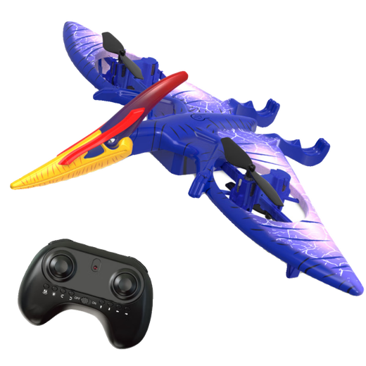 Jouet de dinosaure de simulation d'avion ptérosaure télécommandé pour enfants avec effets sonores sympas drone à quatre axes avion garçon cadeau Extra grande télécommande à cinq voies Velociraptor-coffret cadeau marron