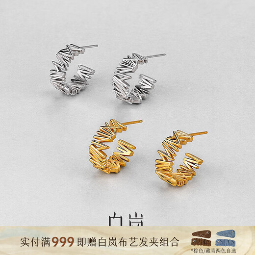 Bai Lan Pine Leaf Earrings 925 Silver Niche Earrings for Women Exquisite Fashion Temperament Niche Design Birthday Gift for Wife Pine Leaf Earrings - Silver