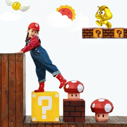 New Year's Day Mario cos costume children's overalls Halloween costume cosplay Mary costume red sweatshirt + denim overalls 110 cm