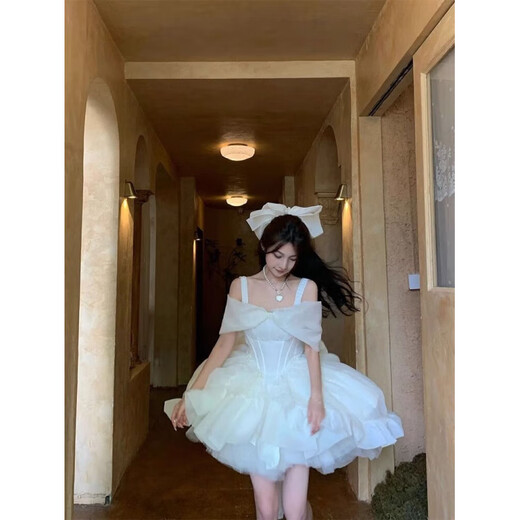 COMIC SOUL fugitive princess evening dress for women 2025 new style small student 18th birthday adult ceremony tutu skirt super fairy white bow full set XS dress is too small please consult customer service