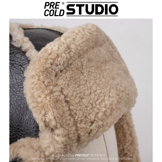 PRECOLD genuine leather hat, fur integrated thickened pilot hat for men, warm middle-aged and elderly Lei Feng hat, original ecological fur hat for women, dark brown (genuine leather pilot hat with six-piece horn buckle)