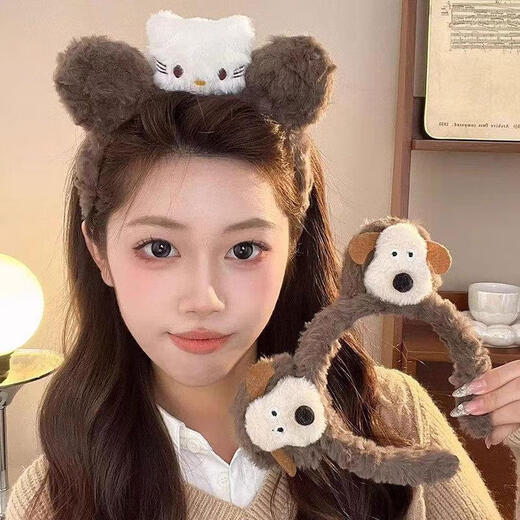 Oxygen Face Wash and Mask Special Headband for Women Cute Cartoon Plush Cat Headband Autumn and Winter 2025 New Pressed Hairpin Plush Cat Headband