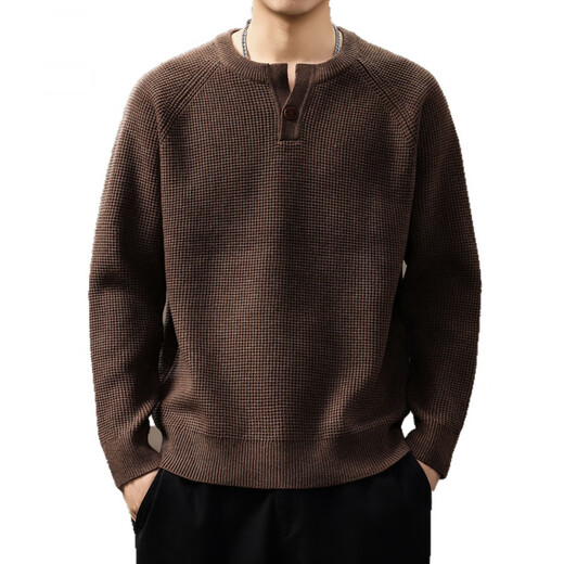 AX Armani broken code 2026 high-end American retro Henry collar men's sweater autumn new fashion brand loose and carefree brown S recommended weight 100-120Jin Jin equals 0.5 kg