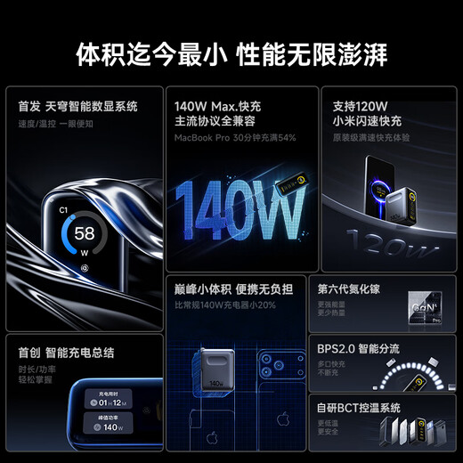 Baseus 140W conjunto de cargador de nitruro de galio pantalla tipo-c multipuerto PD carga rápida 100w cabezal de carga de teléfono móvil adecuado para computadora portátil iphone17 Xiaomi 120W plata