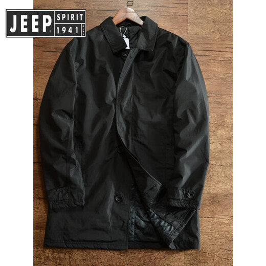 JEEP SPIRIT Jeep windproof and waterproof 89 euro lightweight export European and American large size men's thin cotton autumn and winter mid-length windbreaker coat khaki (cotton style) S (recommended 140-155Jin Jin equals 0.5 kg)