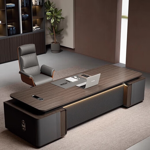 New Chinese style small boss desk office desk light luxury solid wood painted executive desk office furniture 1.4m single cabinet boss desk (rounded corner desktop model)