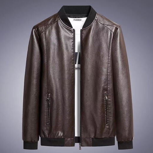 ARMANI EXCHANGE Armani's 25-year explosive leather imported PU leather jacket for men in winter plus velvet and thickened dad wear fashion special price hooded black M