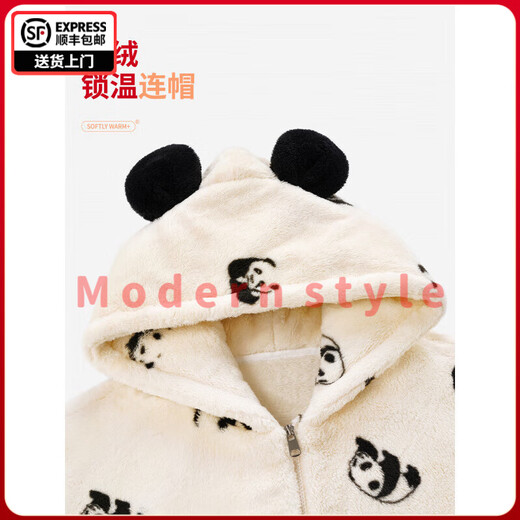 FENTENGG chaise velvet pajamas for men and women winter new type A home wear casual hooded plus velvet thickened couple set women's Yunxing XL