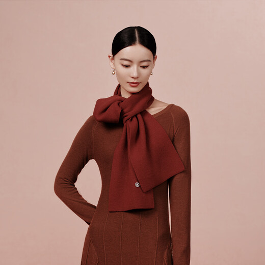 WENSLI pure wool scarf women's scarf red scarf as a New Year gift for girlfriend in gift box first sight