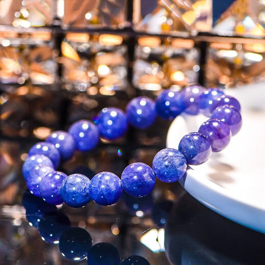 Bifangqiong Collection Natural Crystal Tanzanian Old Mine Jewelry Bracelet Tanzanite Bracelet Birthday Gift Object 10mm Tanzanite Collection Grade