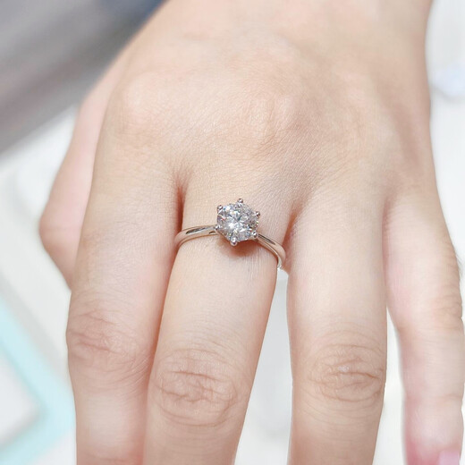 I DoPT950 platinum diamond ring for women, classic six-claw 1 carat cultivated diamond ring, proposal, wedding ring, gift for wife, classic six-claw (1 carat diamond) No. 10