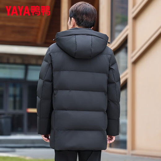 Ducky middle-aged and elderly down jacket men's mid-length 2025 winter new business casual thickened hooded warm jacket KL black XL 180/96A