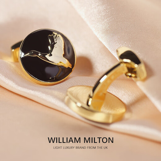 WILLIAM MILTON Biyi Shuangfeiyan black gold embossed cufflinks men's suit hunting cufflinks high-end business custom gift box