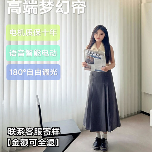 West Gate Electric Dream Curtain 2024 New Curtain Blackout Intelligent Living Room Balcony Floor-to-ceiling Window Vertical Blinds Gauze Vertical Curtain Lithium Battery Motor Track + Remote Control