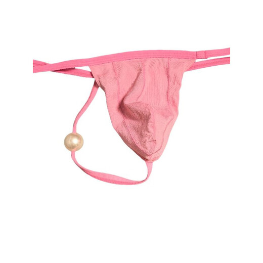 Men's Pearl Thong New Sexy Thin Band Panties Back Court Stimulation Pants Beads Anal Plug SSS Pink Pearl M40-50kg