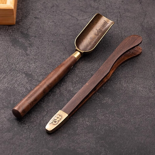 Xiangmanchu Wood Tea Clamp Tea Spoon Tea Set Accessories Tea Towel Tea Knife Tea Spoon Tea Leaf Clamp Tea Tweezer Tea Making Tool Alloy Wood Tea Clamp