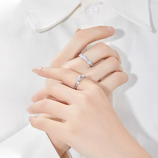 DRIG couple's ring 999 sterling silver ring for a woman and a man, wedding proposal, birthday gift for wife and girlfriend, forget-me-not couple's ring - luminous, light luxury gift box, opening adjustable