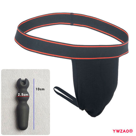 Special sexy temptation sm men's going out thong anal plug underwear leg tightening sexy N14 black combination fingertip silicone + underwear inch A28-32