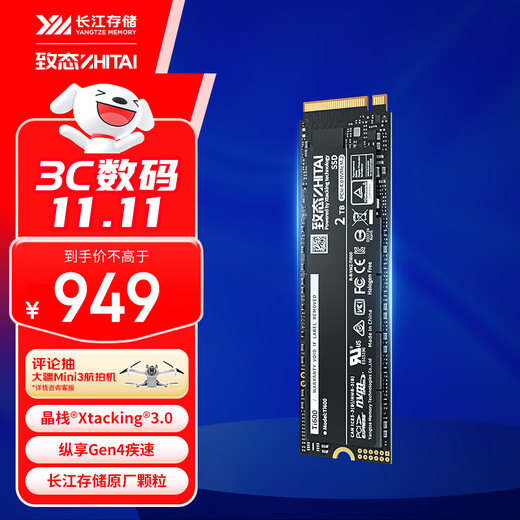 致态（ZhiTai）长江存储 2TB SSD固态硬盘 NVMe M.2接口 Ti600系列 (PCIe 4.0 产品)