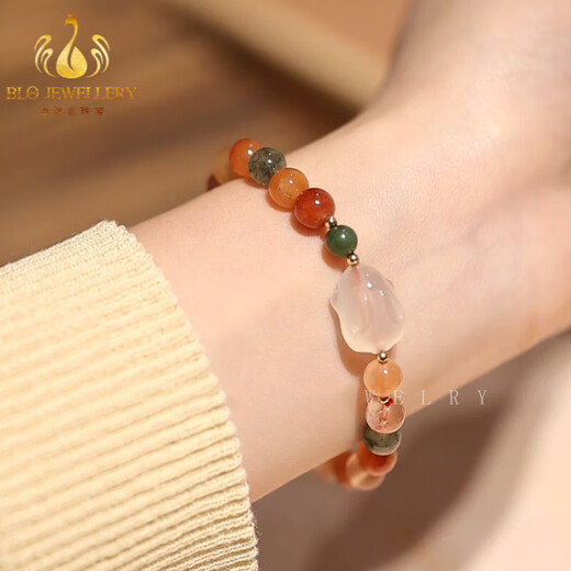 Bailuoqi Single Circle Fortune and Shou Bracelet Women's Rabbit Pendant Longevity Transfer Fortune and Shou Bracelet Beads Fortune and Shou Bracelet - Plain Circle Bead Diameter 8mm
