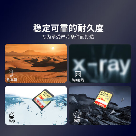 SanDisk 128GB SD memory card 4K V30 U3 C10 camera memory card reading speed 180MB/s writing speed 90MB/s high-speed continuous shooting mirrorless/SLR camera