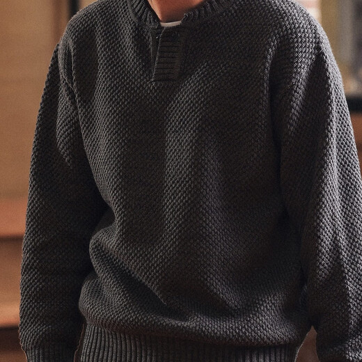 Houchen American retro tough guy Henry collar sweater men's autumn and winter new loose old money style casual sweater sweater Huahui 2XL (170-190Jin Jin equals 0.5 kg)