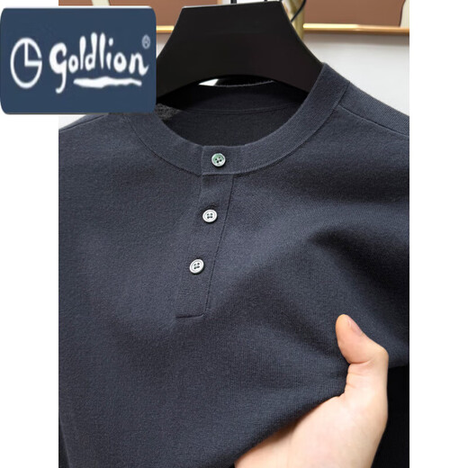 Goldlion Henry Collar Wool Sweater Men's Autumn and Winter Simple Casual Bottoming Sweater Long Sleeve Pullover Top Pickle Green M 165