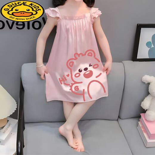 G.duck summer ice silk children's nightgown for women, cute cartoon thin style, wearable suspender dress, big children's air-conditioned home clothes, spell-WB9908 160 16 yards for reference, please ask customer service or look at the ruler