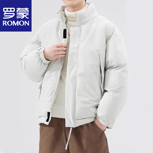 ROMON cotton coat men's winter cotton coat stand collar loose windproof warm thickened jacket cotton coat black 3XL