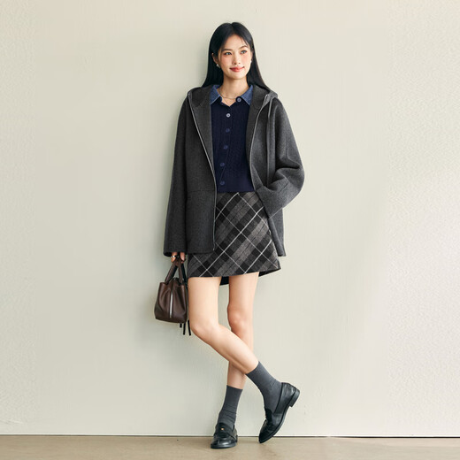 Eveli (eifini) Jiang Xin endorses fake two-piece cable knitted cardigan for women 2025 autumn new versatile casual sweater for women Navy S 80-105Jin Jin is equal to 0.5 kg