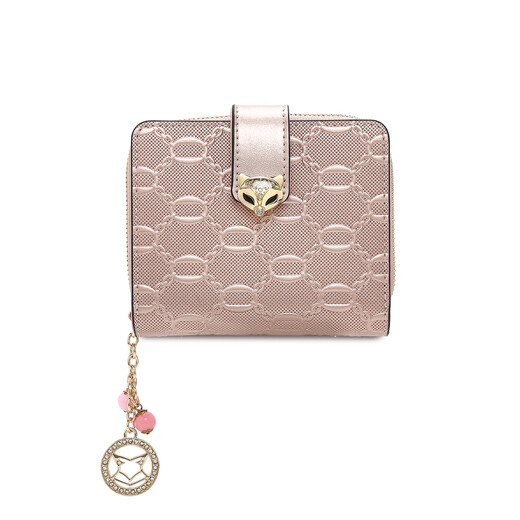 Gold fox leather women's wallet large capacity short card holder money note holder clutch bag coin purse light luxury girlfriend birthday gift