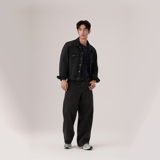 Levi's Levi's 25th Autumn and Winter New Men's American Casual BAGGY Loose Wide Leg Straight Jeans Black 34 (32)