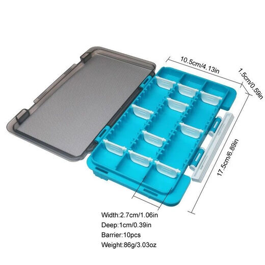 Qiwushuo ultra-thin Lure bait box can be assembled with buckle fishing gear box, portable multi-functional fishing accessories storage box, bait box, black (with 15 inserts) I