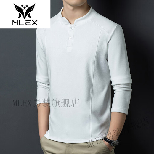 MLEX Xialuo light luxury brand men's clothing 2025 autumn and winter double-sided German velvet bottoming shirt men's Henry collar versatile long-sleeved sweatshirt gray M 165 suitable for 90-115 Jin Jin equals 0.5 kg