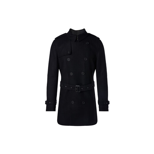 Burberry (BURBERRY) New Year's gift Burbrry wool blend belted double-breasted coat and windbreaker for men, black, black, same style for men and women 2XL
