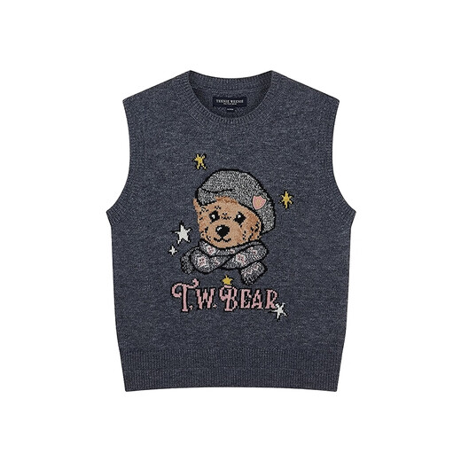 Teenie Weenie Bear Cartoon Sweater Women's 2025 Winter New Women's Sweater Gray 170/L