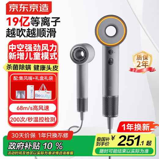 Beijing-made beauty hollow high-speed hair dryer Pro2 gray 1.9 billion plasma hair dryer household mute negative ion high-power hair dryer birthday gift for women