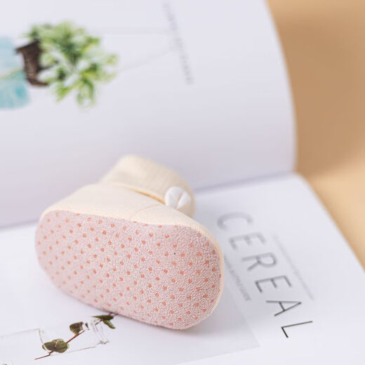 馍彭婴儿冬季鞋秋冬子0-1岁新生儿软底不掉袜男女宝宝学步防滑护脚套 淡卡其小萌虎【春秋款】 内长10.5cm 建议0-3个月