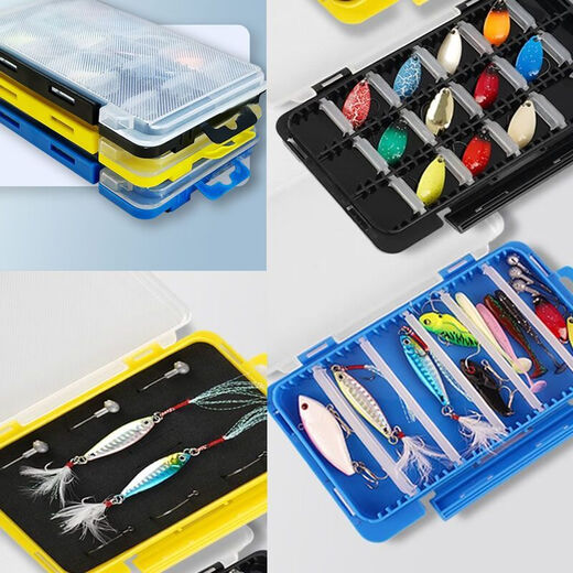 Qiwushuo ultra-thin Lure bait box can be assembled with buckle fishing gear box, portable multi-functional fishing accessories storage box, bait box, black (with 15 inserts) I