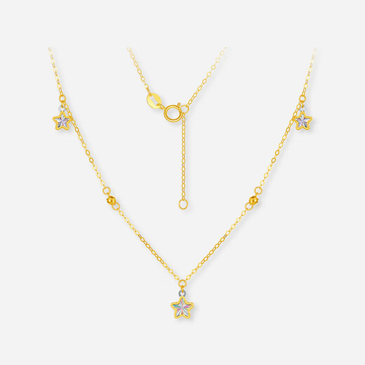 Saturday Fortune (ZLF) two-color 18K gold necklace for women, colorful five-pointed star pendant, niche and unique holiday gift for girlfriend, 1.31-1.71g 40+5cm (price adjustable)