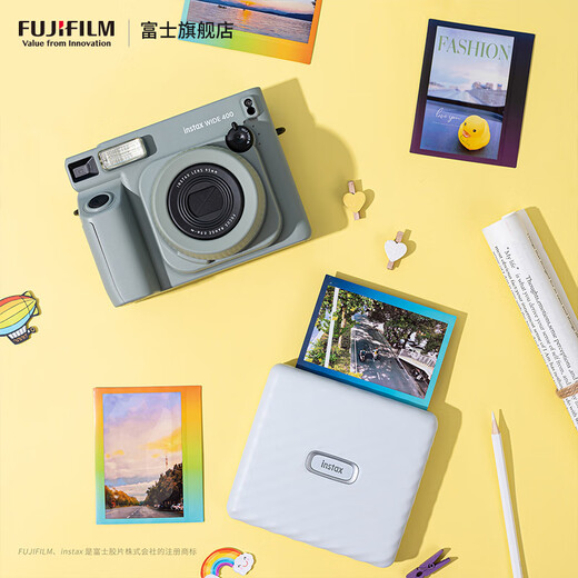 Fuji (FUJIFILM) instax instant camera 5-inch wide format photo film W300 wide400 Link wide 5-inch rainbow (20 photos) + photo album + storage box + refrigerator magnet official standard