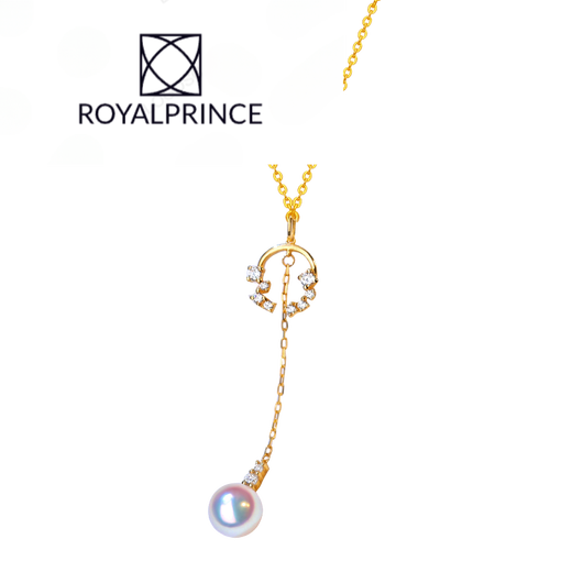 ROYALPRINCESSakoya seawater pearl pendant necklace, goddess grade extremely bright gold tassel necklace pendant 775mm 18K gold akoya pendant K gold chain