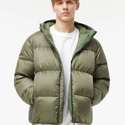 Crocodile French crocodile men's fashion trend casual solid color hooded duck down jacket | BH7841 Khaki Green S (50) 130-150Jin Jin equals 0.5kg