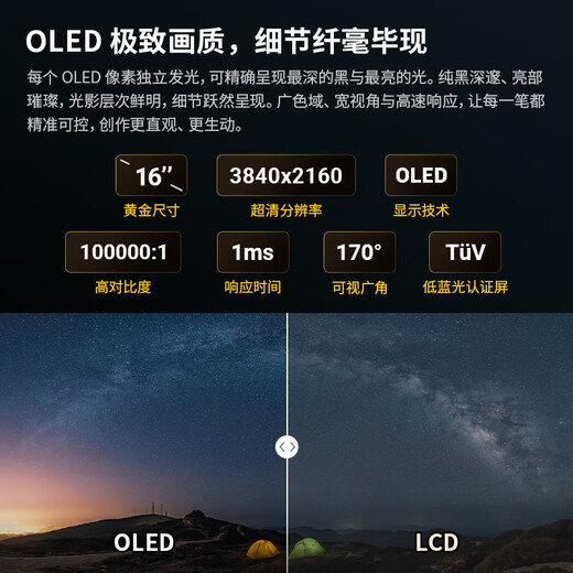 Xencelabs Matisse digital screen 16 (Lite version) hand-painted screen, drawing screen, handwriting screen, painting screen, creative screen, tablet 4K ultra-clear OLED screen connected to computer, Lite version, double pen and one line direct connection