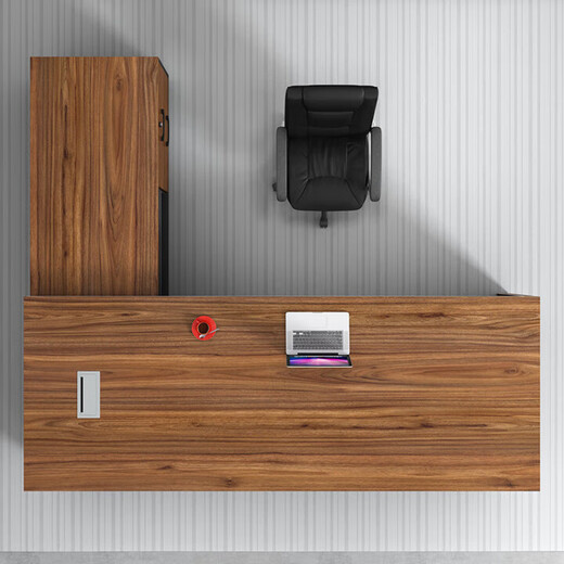 Boss desk desk chairman executive desk leader computer desk single work desk manager desk president desk big leaf walnut + iron gray (left side cabinet) 1.8 meters boss desk