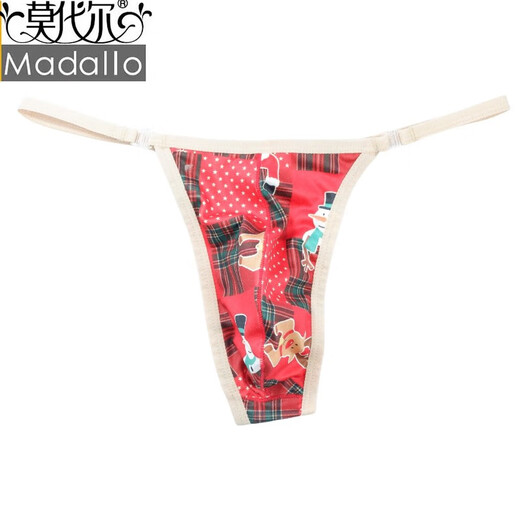 Modal Men's Sexy Printed Hollow Button Breathable Thong Low Waist European and American Pants Red S